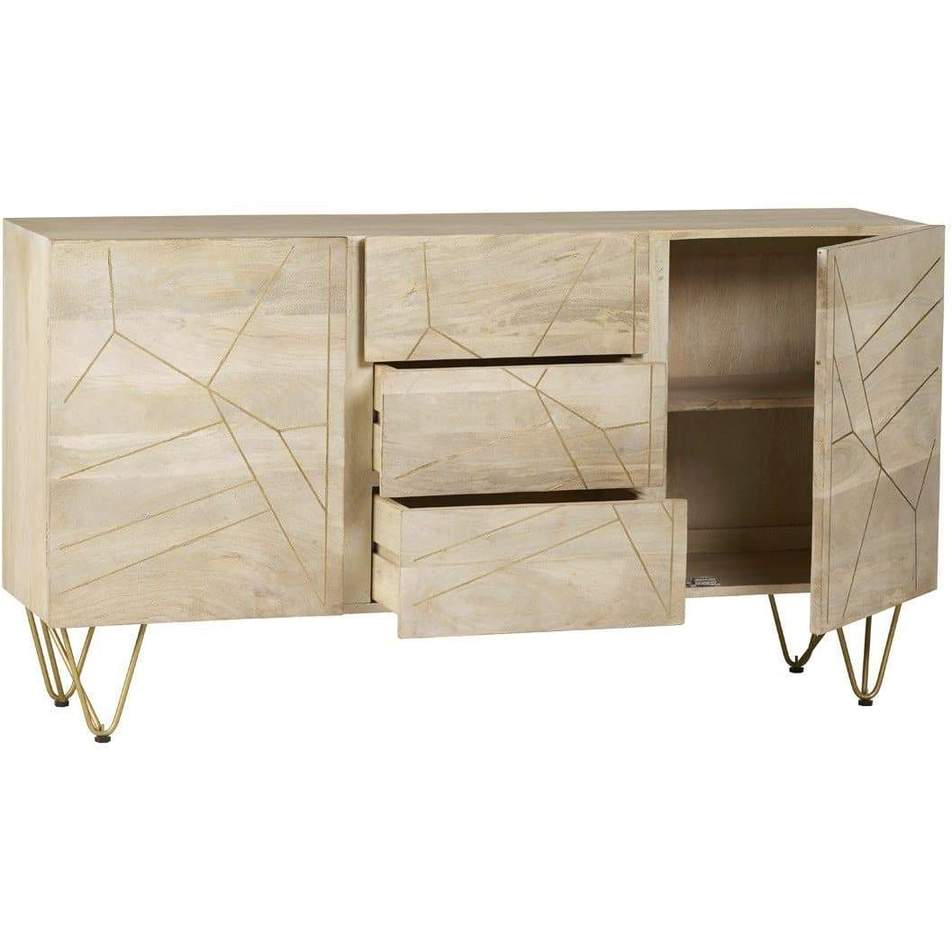 Light Gold Extra Large Sideboard 3 Drawers and 2 Doors