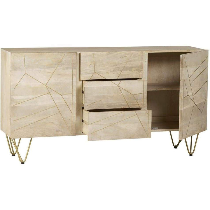 Light Gold Extra Large Sideboard 3 Drawers and 2 Doors