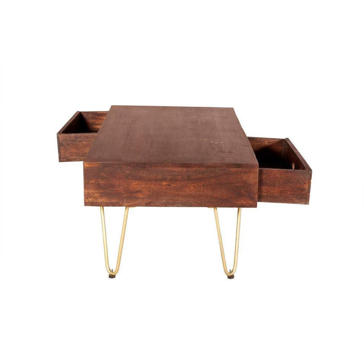 Dark Gold Rectangular Coffee Table with Drawer