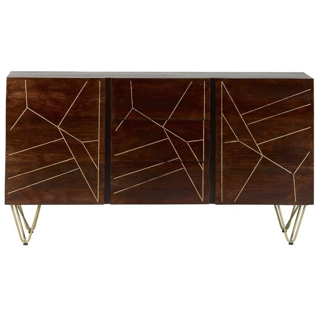 Dark Gold Extra Large Sideboard 3 Drawers and 2 Doors