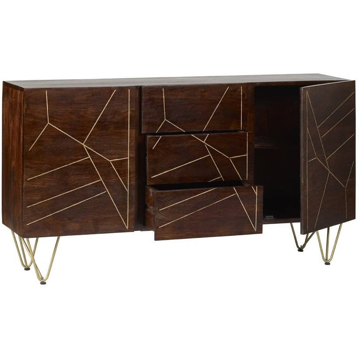 Dark Gold Extra Large Sideboard 3 Drawers and 2 Doors