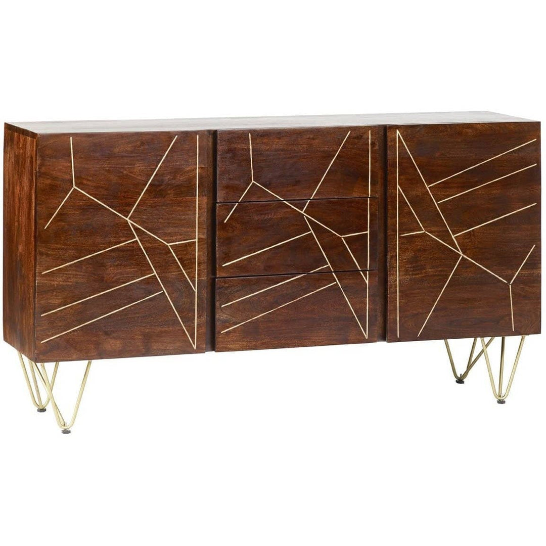 Dark Gold Extra Large Sideboard 3 Drawers and 2 Doors