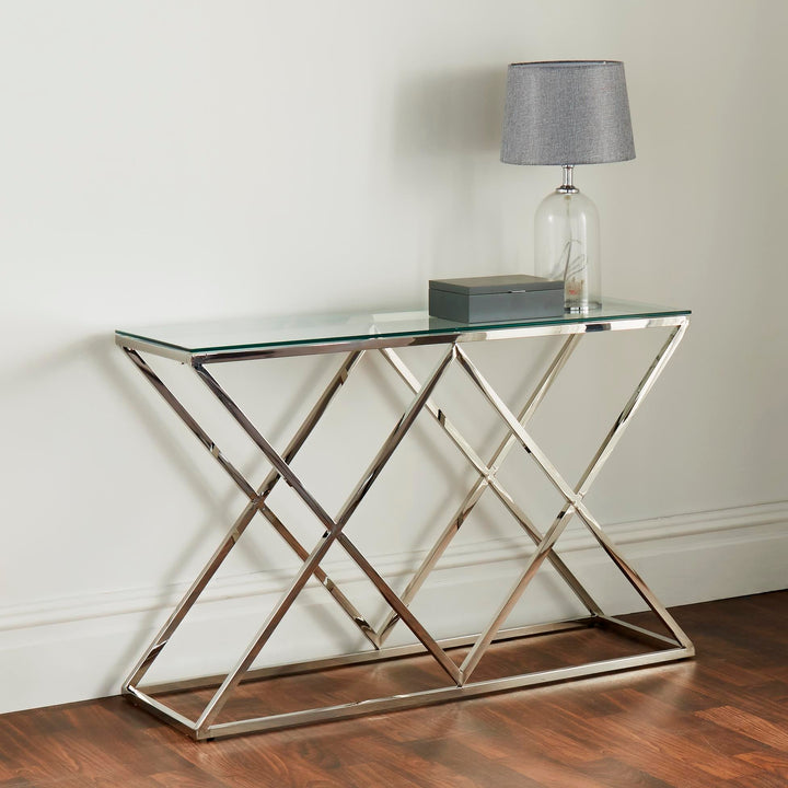 Cateu Silver Pyramid Console Table