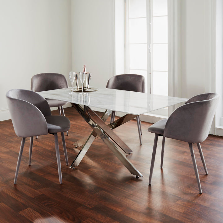 Luxury Dining Set Marble Table & Four Chairs