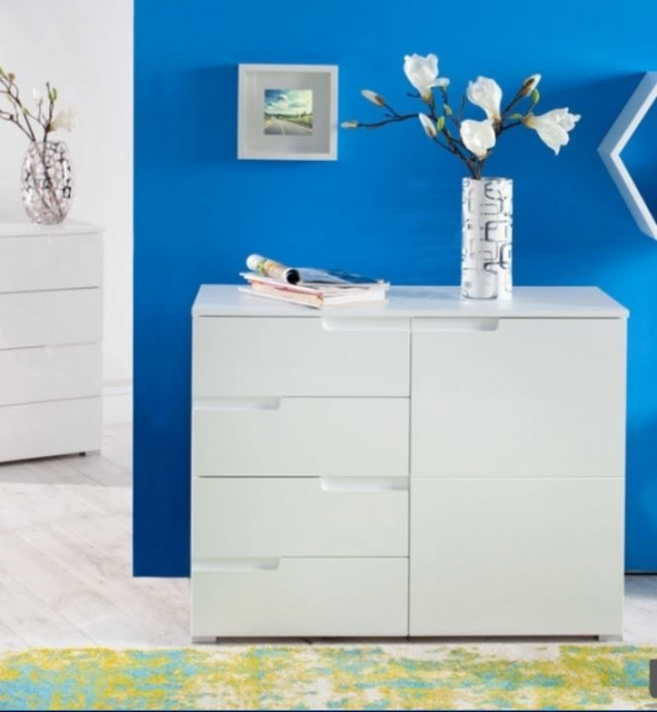 White High Gloss Narrow Sideboard Luan