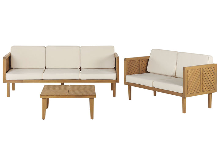 5 Seater Acacia Wood Garden Sofa Set with Coffee Table White Baratti