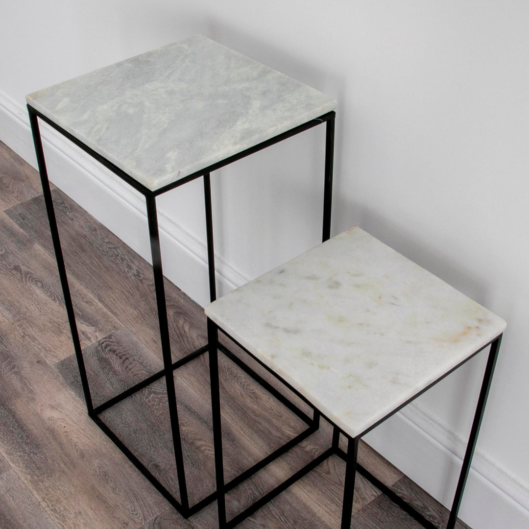 Bancroft Marble Display Tables Pair