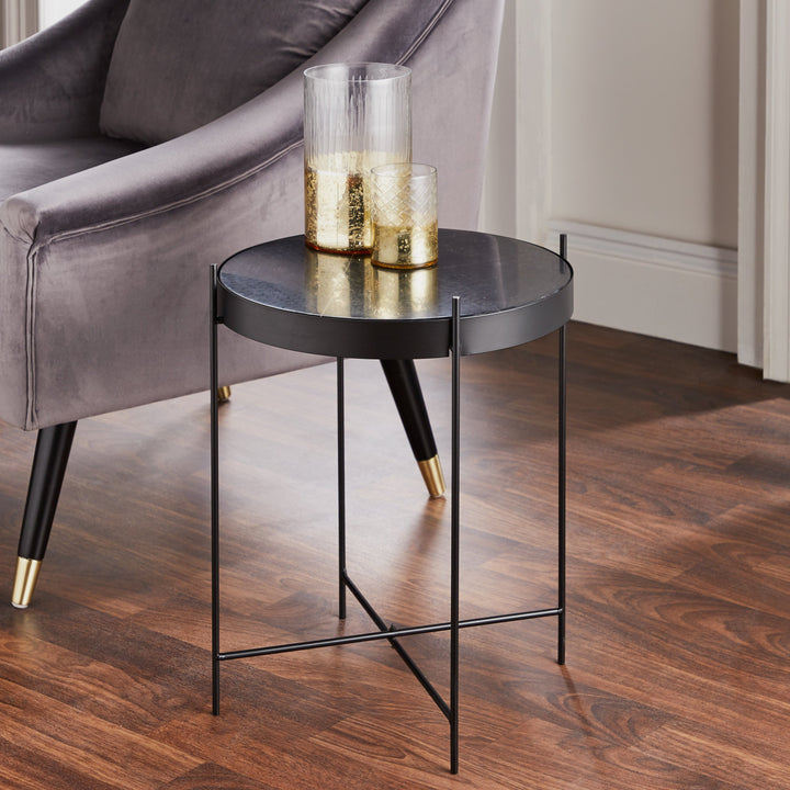 Alvis Black Marble Side Table