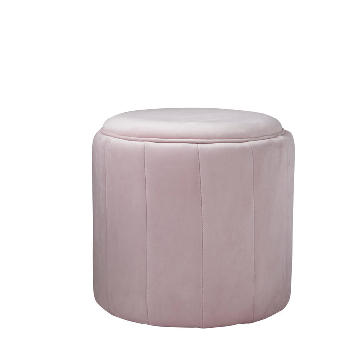 Pastel Pink Round Plush Stool Foerster