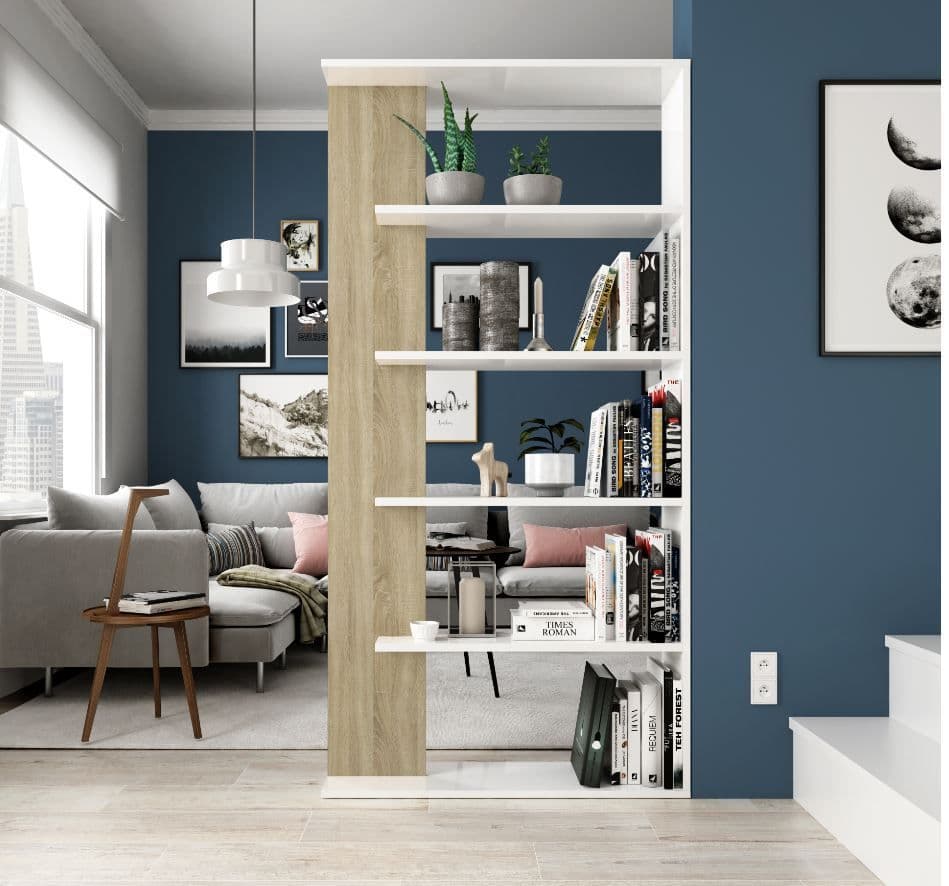 White and Oak Effect Bookcase Menchaca