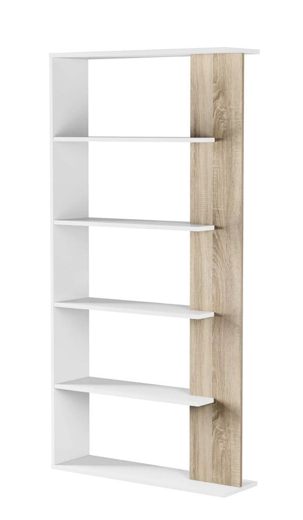White and Oak Effect Bookcase Menchaca