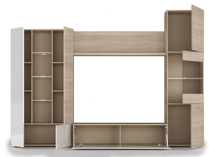 White and Oak Wall Entertainment Unit Cardali