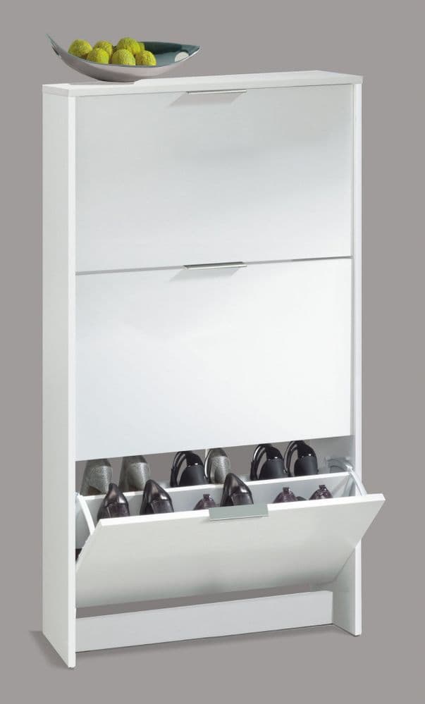 Matt White 3 Drawer Shoe Cabinet Gavin