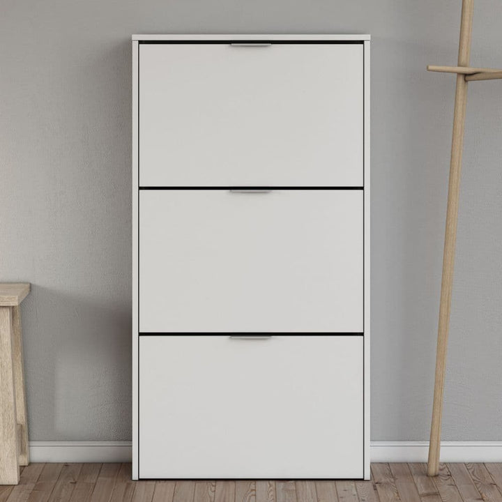 Matt White 3 Drawer Shoe Cabinet Gavin