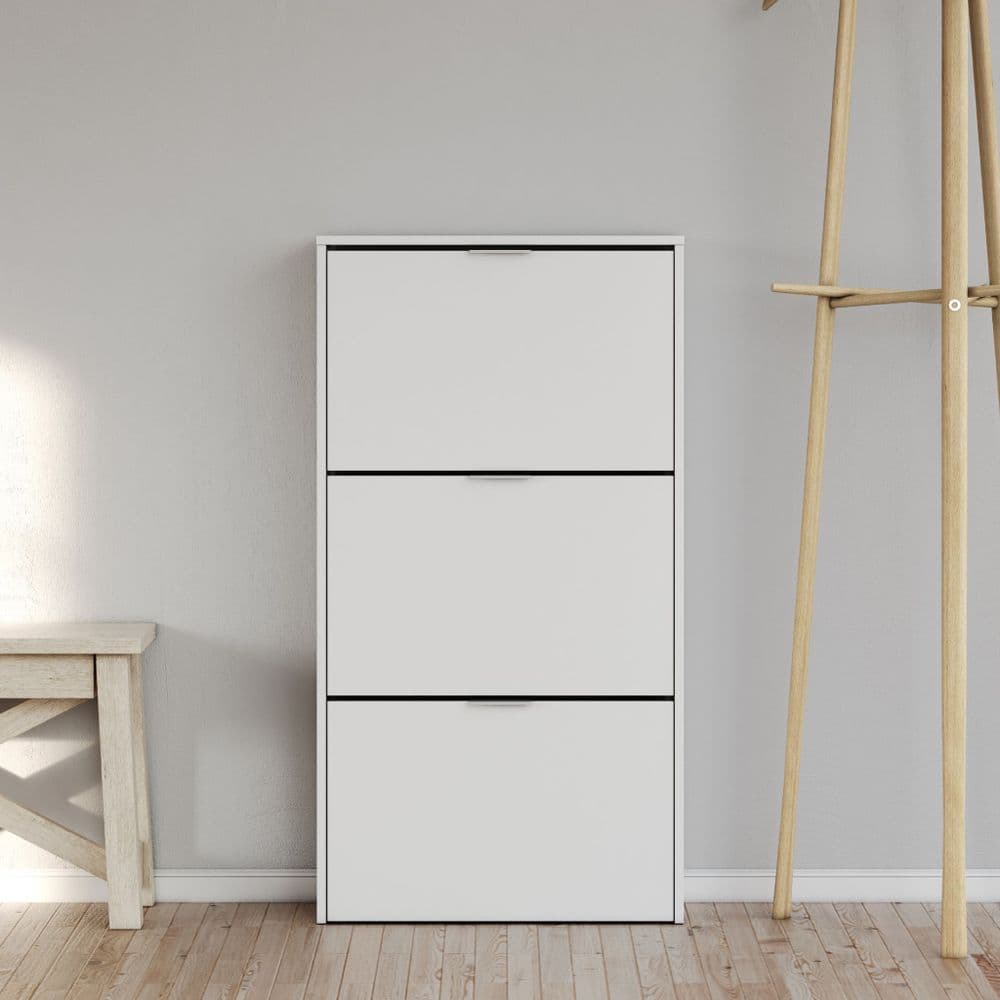 Matt White 3 Drawer Shoe Cabinet Gavin