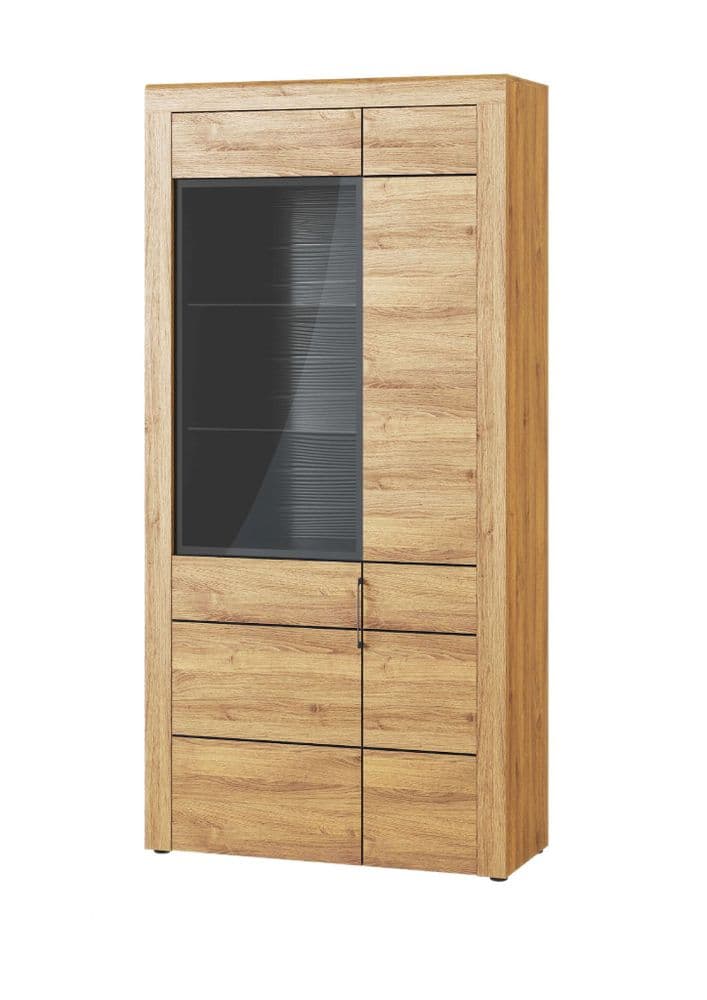 Large Oak Effect 2 Door Display Cabinet Rosendale