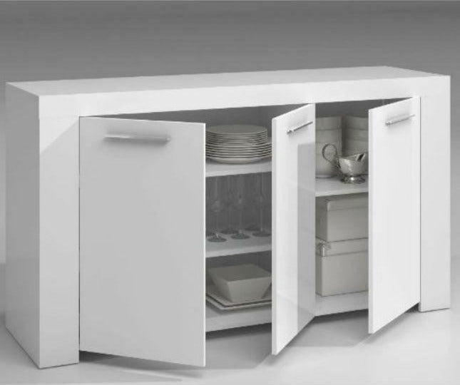 Three Door Modern White Sideboard Caines