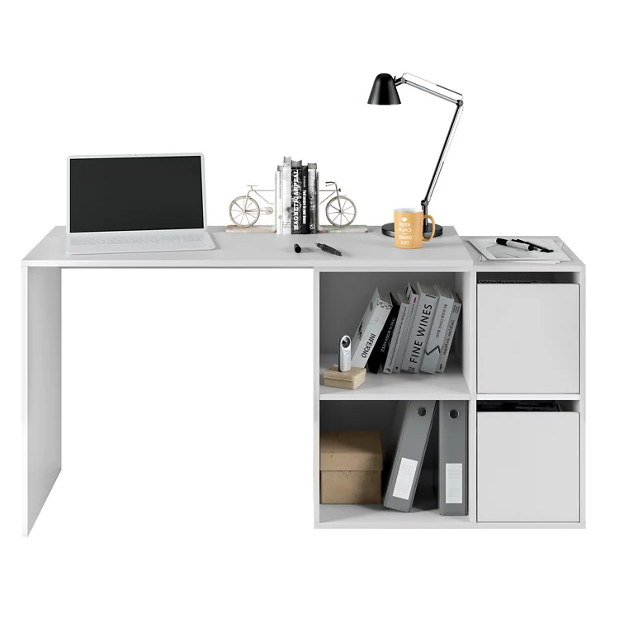 White Reversible Desk with Storage Morga