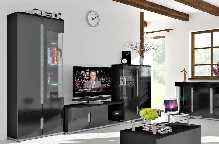 Black High Gloss And Grey TV Unit Evaldas