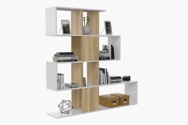 White And Oak Effect Gloss Bookcase Chrysanthos