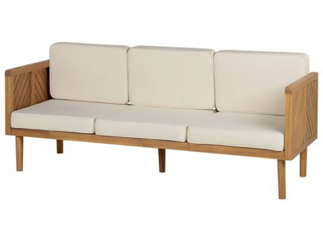 5 Seater Acacia Wood Garden Sofa Set with Coffee Table White Baratti