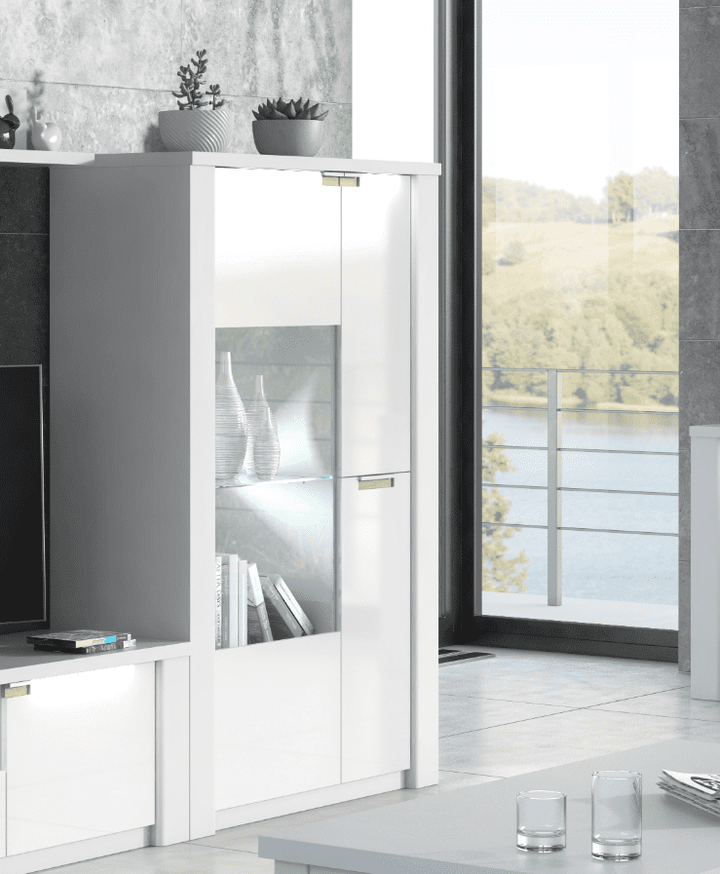 White High Gloss Wide Display Unit Ansel