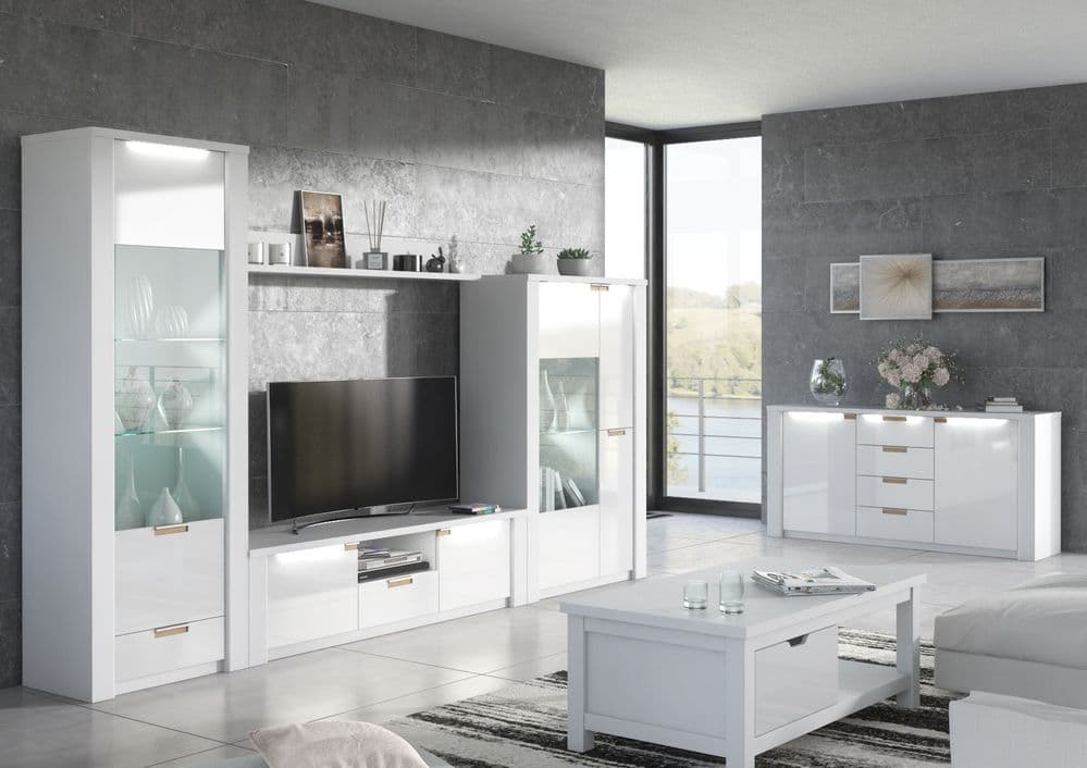 White High Gloss Wide Display Unit Ansel