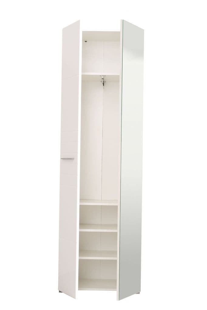 White Mirrored Narrow Wardrobe Almira