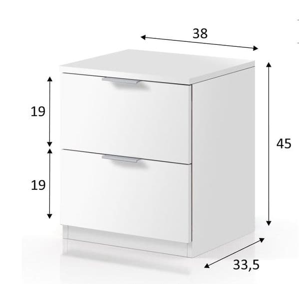 2 Drawer Bedside Cabinet Artic White Painswick