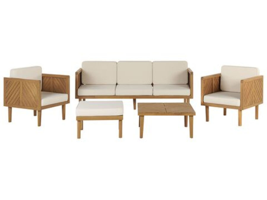 Baratti 5 Seater Acacia Wood Garden Sofa Set White
