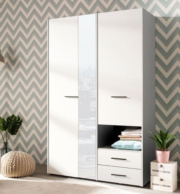 Limone White With Mirror 3 Door Wardrobe