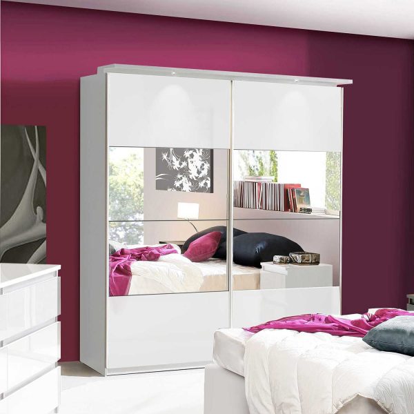 White Gloss Mirrored Sliding Wardrobe Dayana