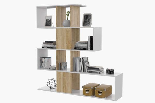 White And Oak Effect Gloss Bookcase Chrysanthos