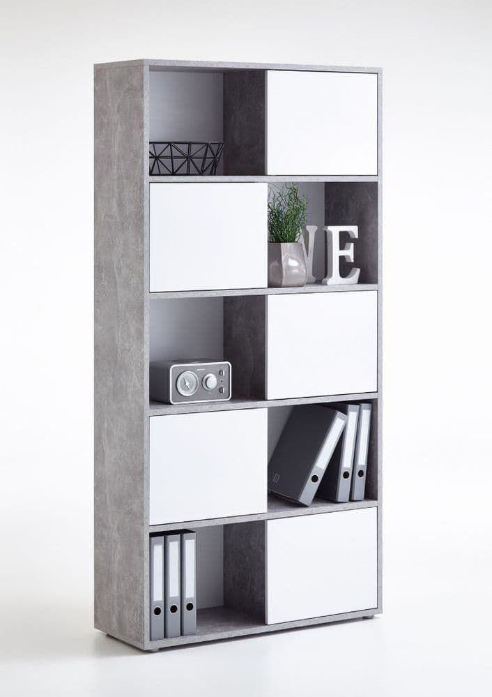 Concrete Grey and White Tall Bookcase Willetton