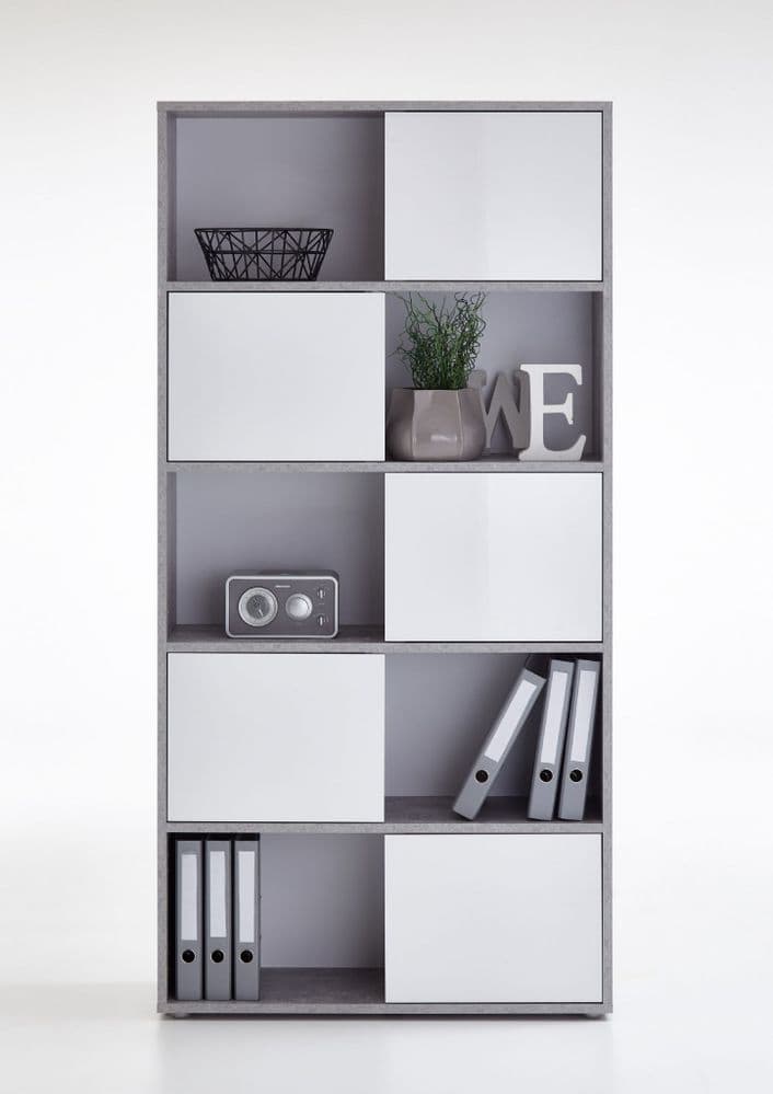 Concrete Grey and White Tall Bookcase Willetton