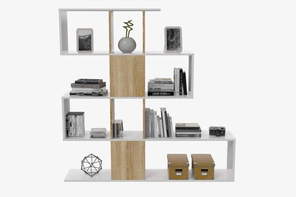 White And Oak Effect Gloss Bookcase Chrysanthos