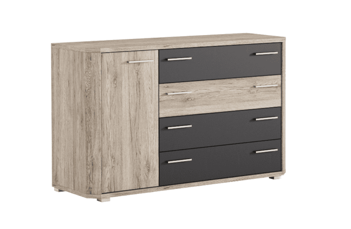 Dark Brown With Oak Effect Chest Of Drawers Dresser Caril