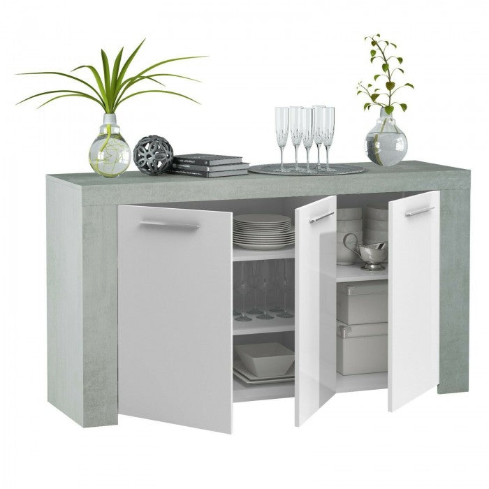 White Gloss and Grey Modern Sideboard