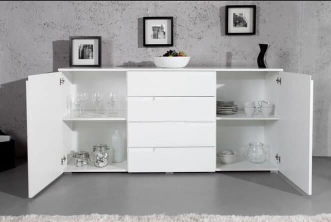 Two Door Modern White High Gloss Sideboard Luan