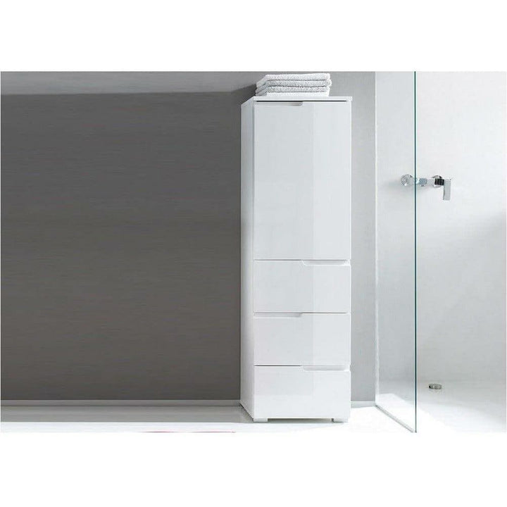 White Gloss Modern Storage with Cupboard and Drawers Luan
