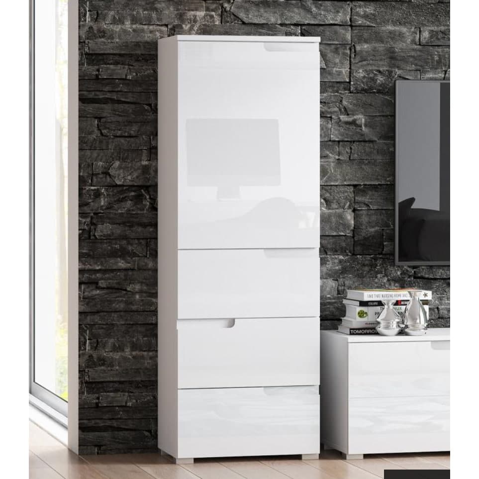 White Gloss Modern Storage with Cupboard and Drawers Luan