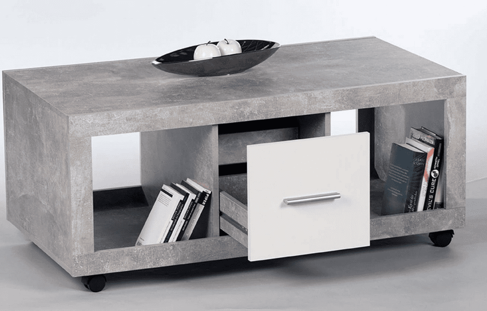 Coffee Table with Drawer Grey and White Gloss Lela