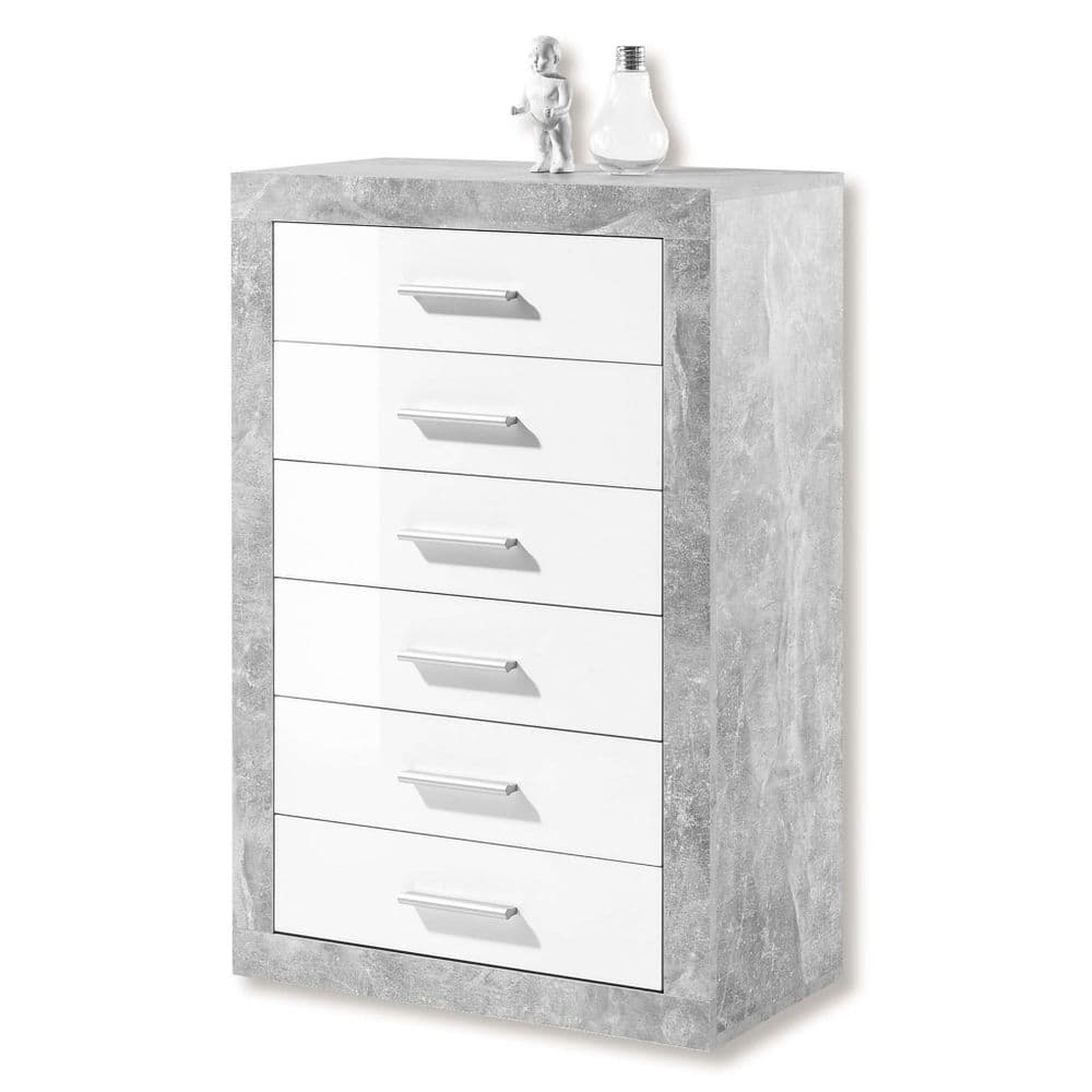 Chest of Drawers Grey and White Gloss Lela