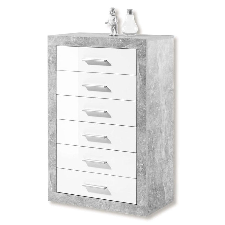 Chest of Drawers Grey and White Gloss Lela