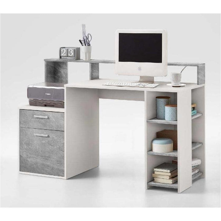 White and Grey Desk with Hutch Sansa