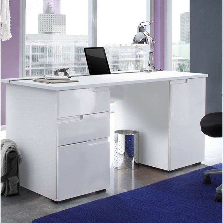 Large White Gloss Computer Desk Luan