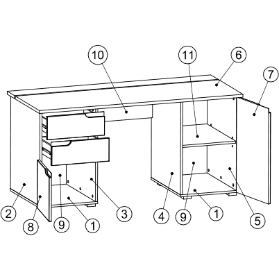 Large White Gloss Computer Desk Luan