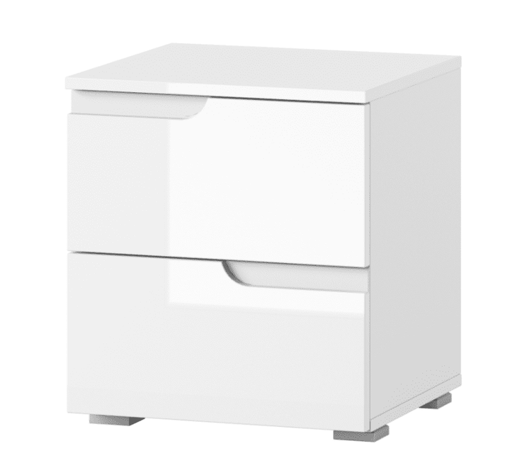 White Gloss 2 Drawer Bedside Table Luan