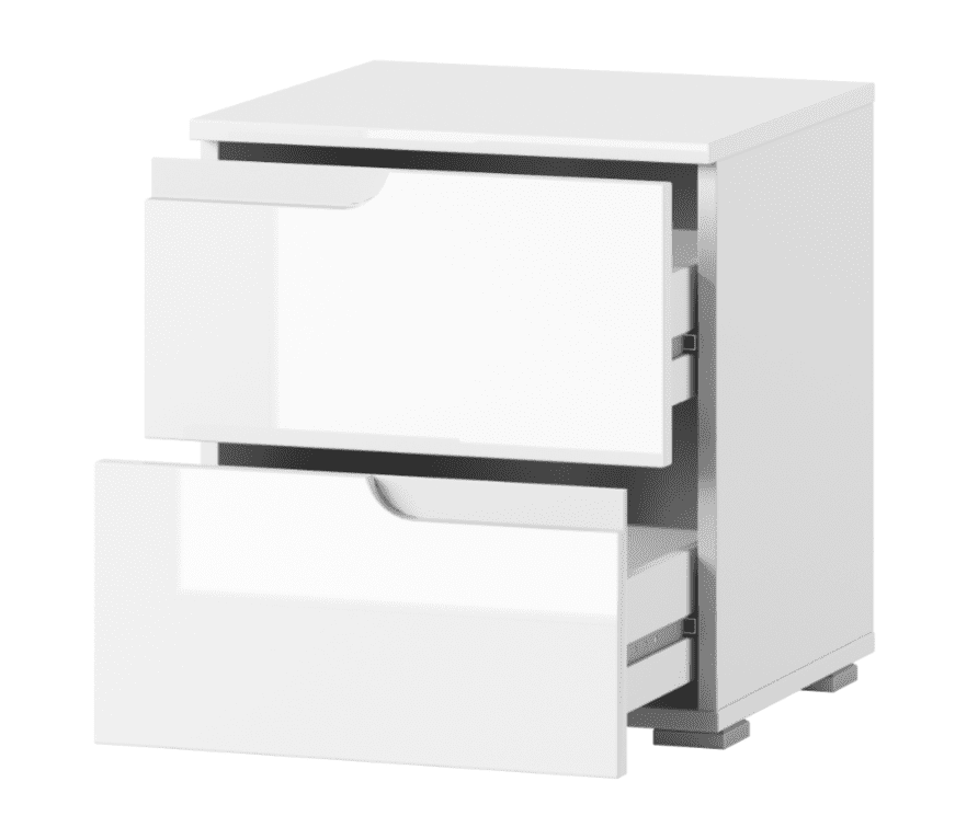 White Gloss 2 Drawer Bedside Table Luan