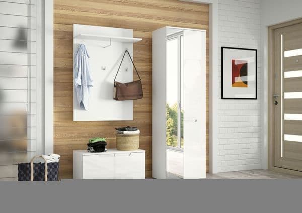 White Gloss Hallway Coat Rack Luan